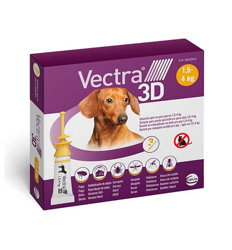 Vectra 3D Pipetas Antiparasitarias para perros - 1.5kg- 4kg