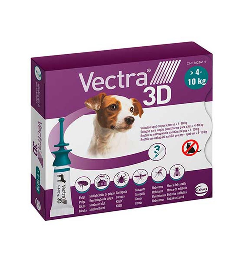 Vectra 3D Pipetas Antiparasitarias para perros - 4kg- 10kg