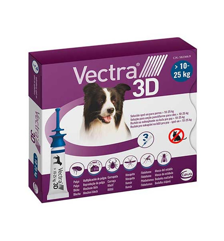 Vectra 3D Pipetas Antiparasitarias para perros - 10kg- 25kg