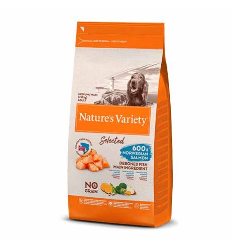 NATURES VARIETY SELECTED ADULT MEDIUM SALMÓN PIENSO PARA PE