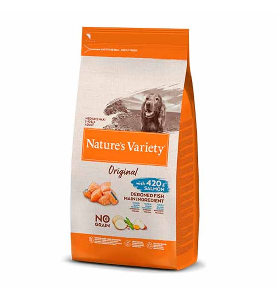 NATURES VARIETY ORIGINAL ADULT MEDIUM SALMÓN PIENSO PARA PE