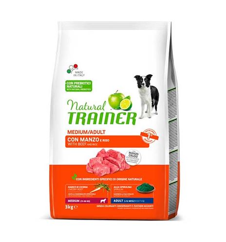 Natural Trainer Adult Medium Buey pienso para perros