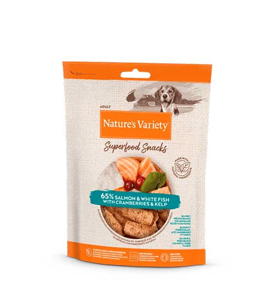 Nature's Variety Superfood Salmón y Pescado Blanco snacks para perros