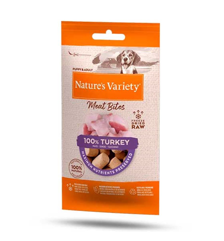 Nature's Variety Meat Bites Pavo Liofilizado para perros