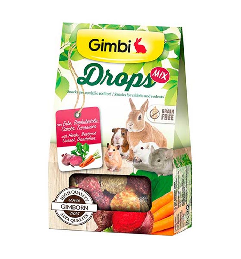 Gimbi Drops Mix snacks para conejos y roedores