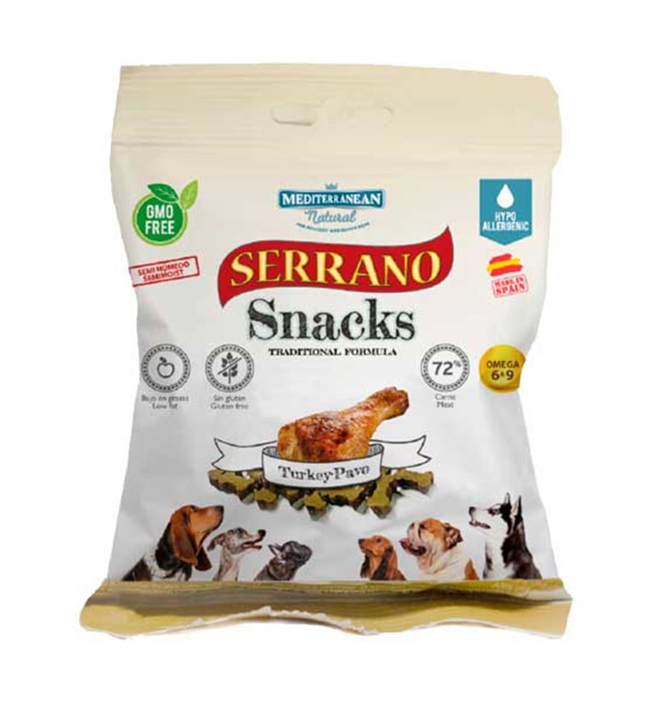 Mediterranean Natural Serrano Snacks Pavo para perros