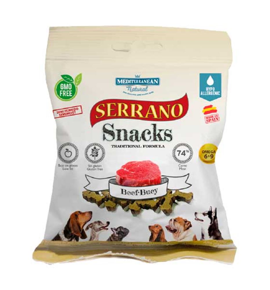 Mediterranean Natural Serrano Snacks Buey para perros