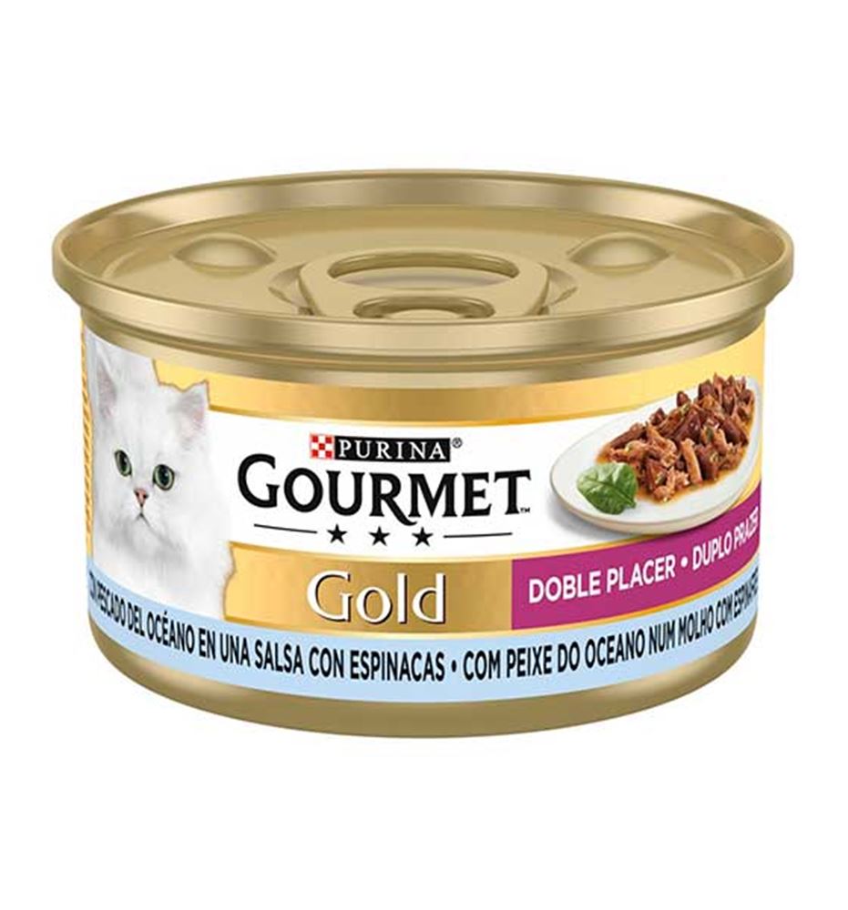 Purina Gourmet Gold Pescado del Oceano y Espinacas lata para gatos