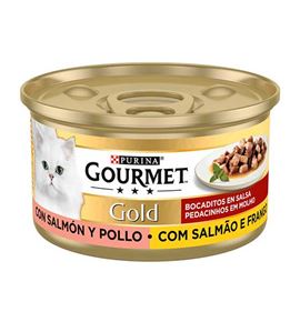 Purina Gourmet Gold Salmón y Pollo bocaditos en salsa para gatos