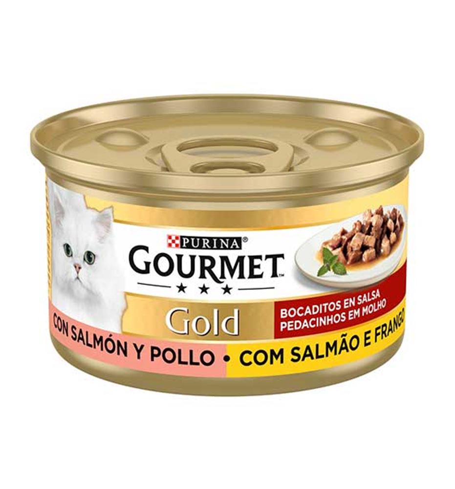 Purina Gourmet Gold Salmón y Pollo bocaditos en salsa para gatos