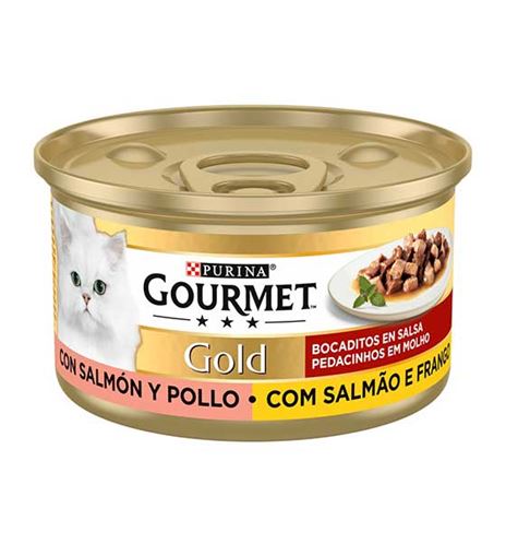 Purina Gourmet Gold Salmón y Pollo bocaditos en salsa para gatos