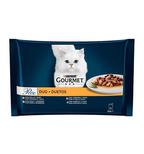 Purina Gourmet Perle Dúo Láminas de Carnes sobre para gatos