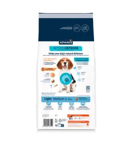 Advance Adult Medium Light Pollo pienso para perros - Reverso