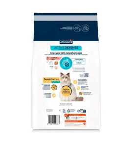 Advance Adult Sensitive Sterilized Salmón pienso para gatos - Reverso