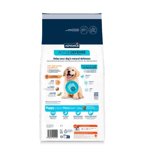 Advance Puppy Maxi Pollo pienso para perros - Reverso