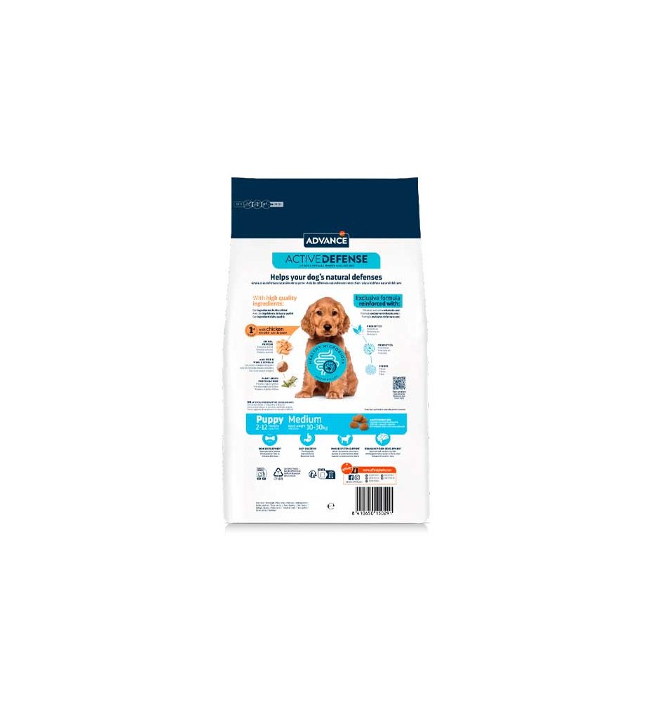 Advance Puppy Medium Pollo pienso para perros - Reverso