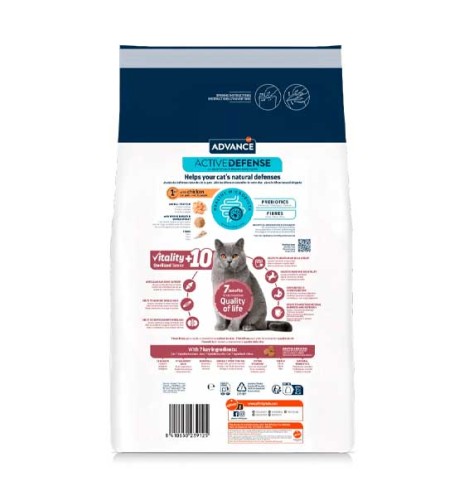 Advance Senior Sterilized Pollo pienso para gatos - Reverso