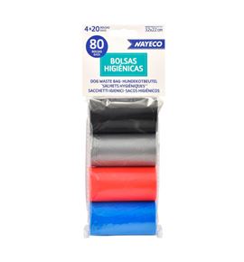 Nayeco bolsas higiénicas colores para perros - Pack 4 rollos