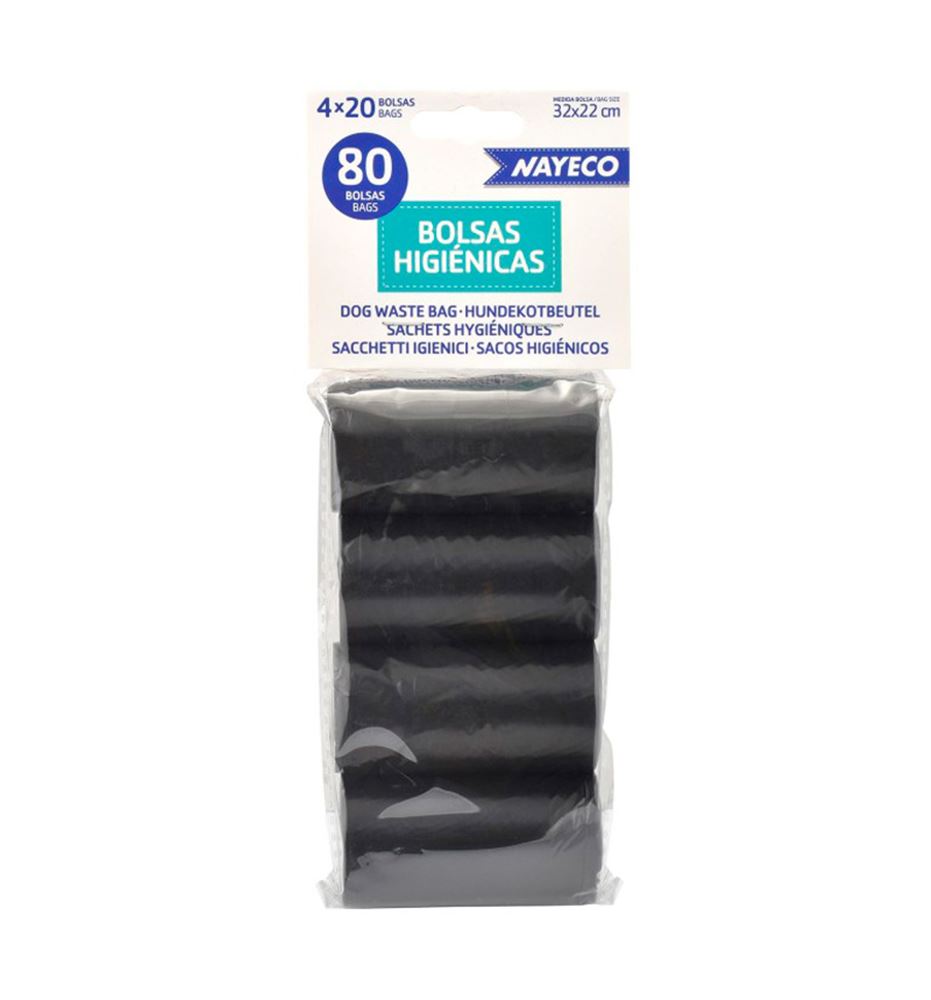 Nayeco bolsas higiénicas negras para perros - Pack 4 rollos