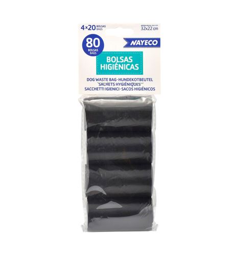 Nayeco bolsas higiénicas negras para perros - Pack 4 rollos